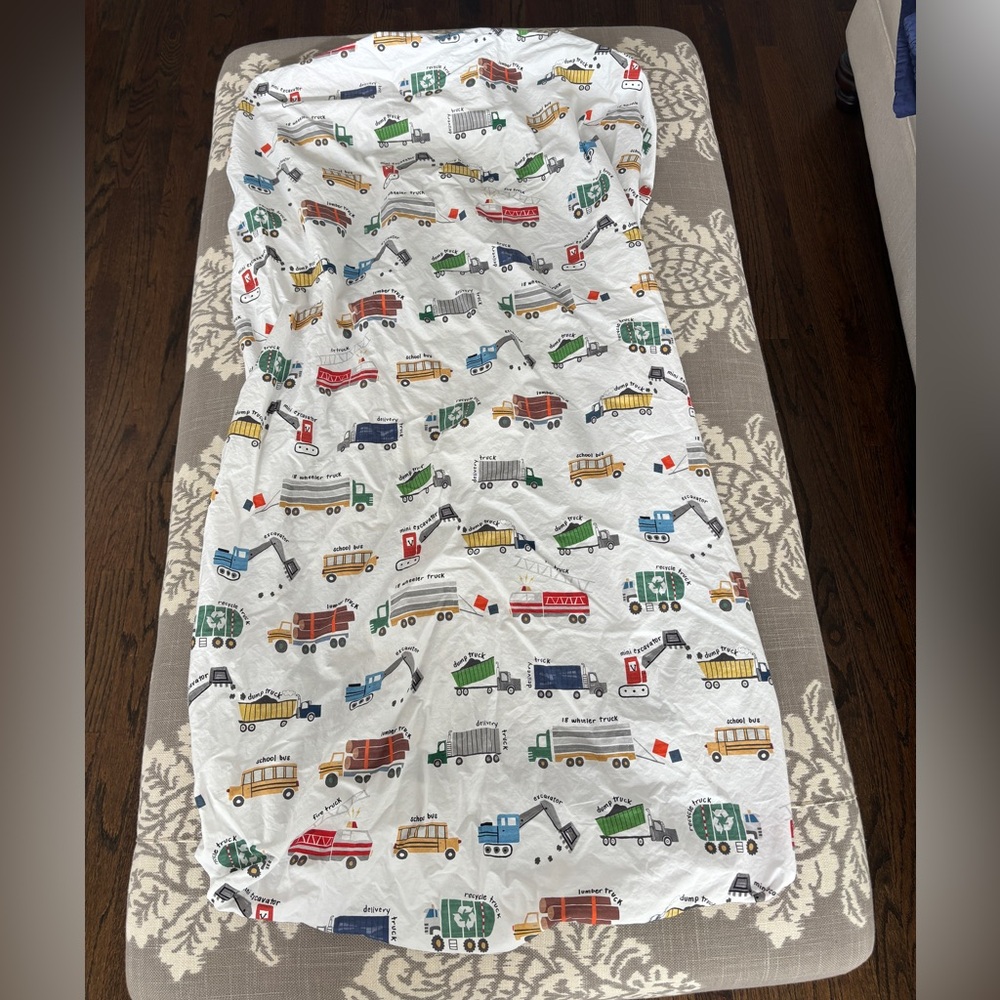 PotteryBarn Kids Jax Construction Organic Cotton Toddler Sheet Set w/ Pillowcase